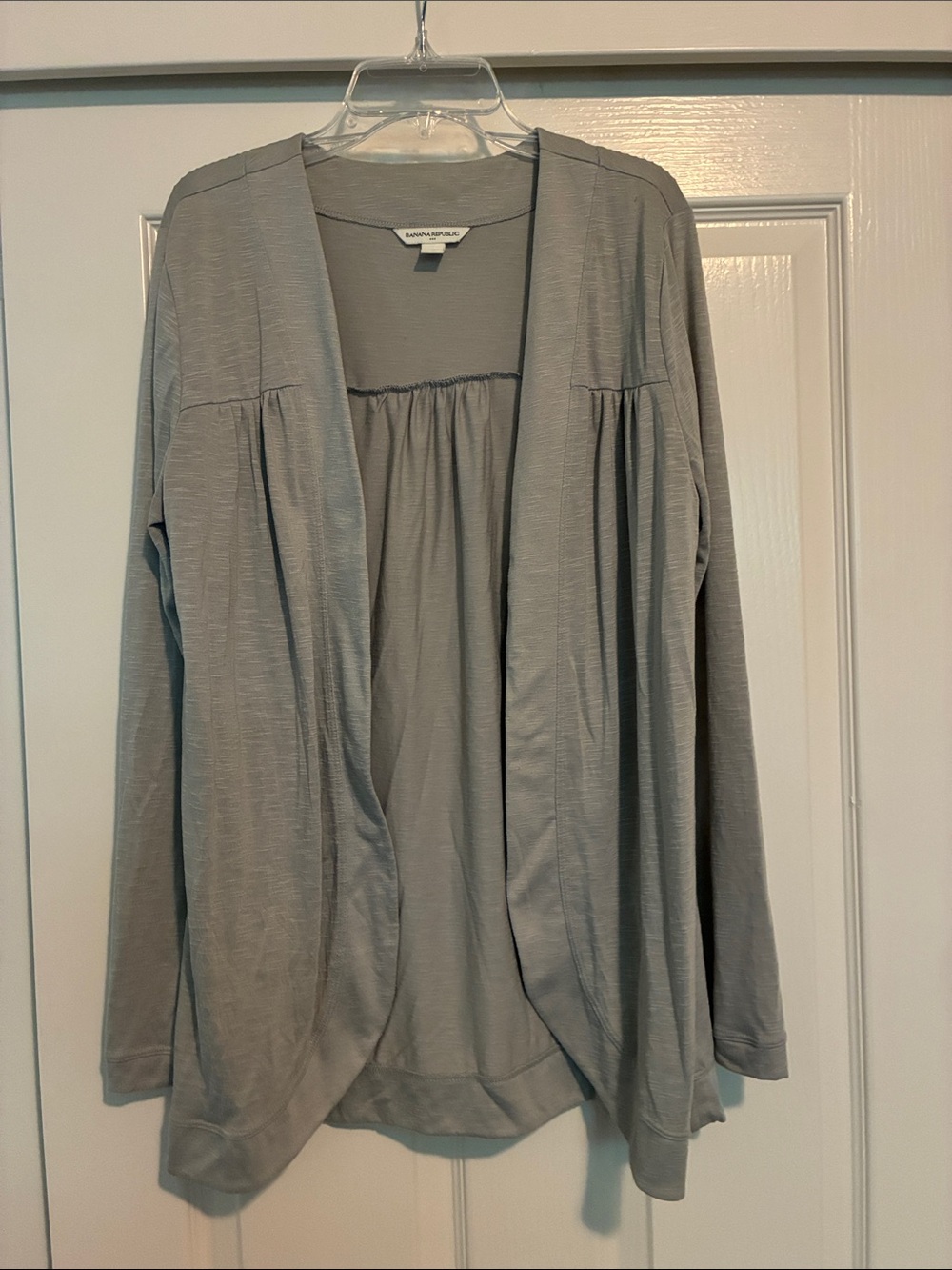 Woman Within Soft Light Gray Draped Cardigan
